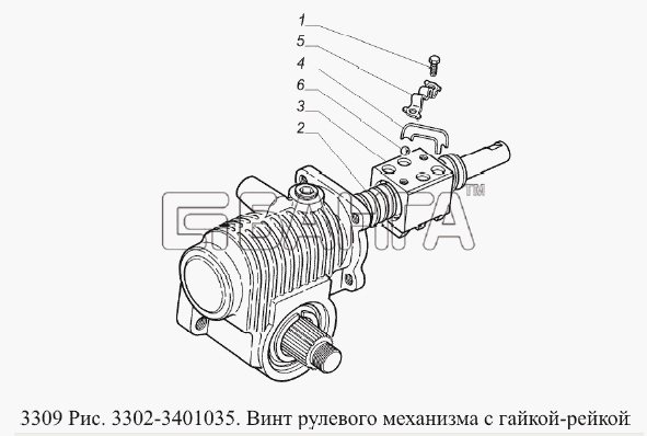 ГАЗ ГАЗ-3309 (Евро 2) Схема Винт рулевого механизма с
